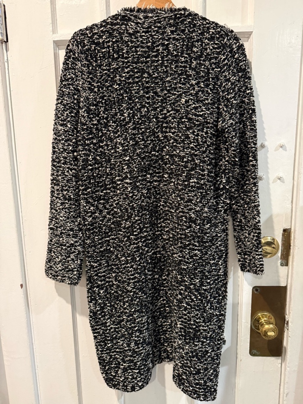 Zara Black and White Bouclé Open-Front Cardigan Coatigan - Picture 2 of 3